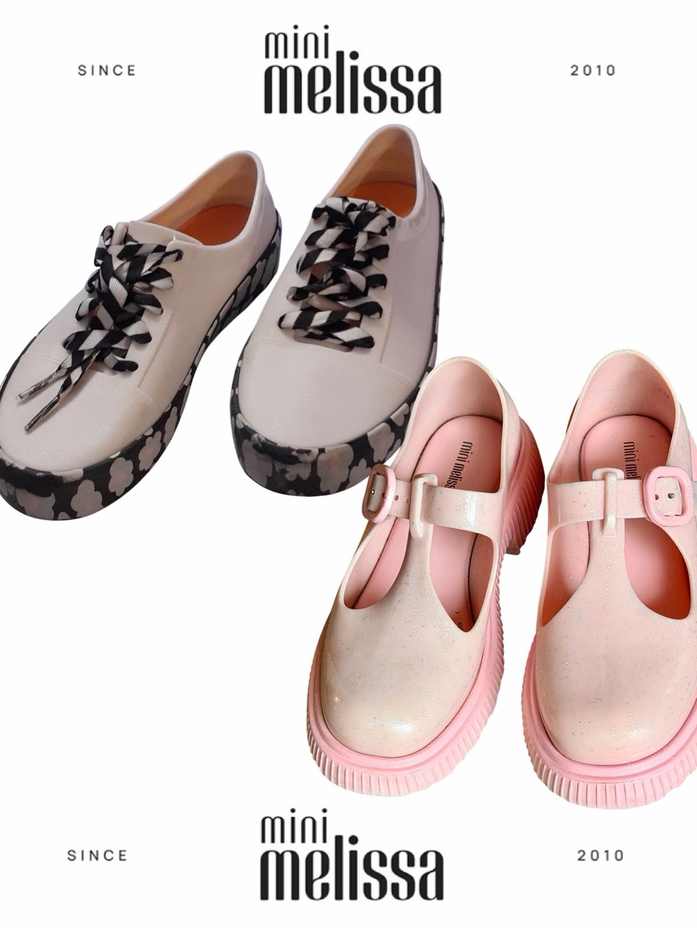 Mini Melissa Kids' Pink Jackie Shoes & Street + Fabula Cream Floral Sneakers